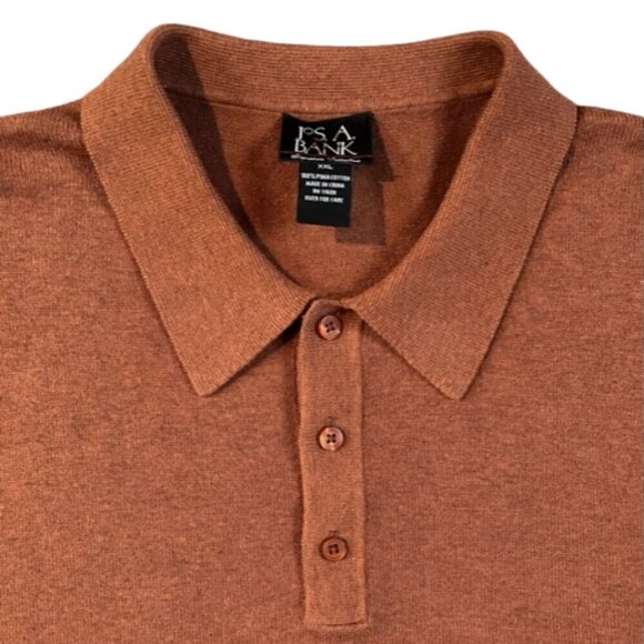 JOS A BANK Men's Signature Collection Pima Cotton Collared Polo Sweater Rust XXL - Picture 3 of 9